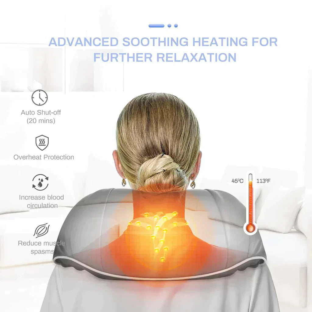 Voltify Neck & Shoulder Massager – Shiatsu Heat Massage for Pain Relief